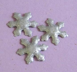 Metall Schneeflocke silberglitter 25 mm, 6 Stück