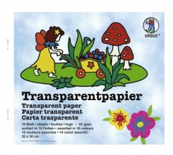 Transparentpapier 20 x 30 cm von URSUS®, bunt sortiert, 10 Bögen sortiert