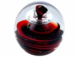 Dekokugel Briefbeschwerer 9 cm, Blase mit Sockelgebilde, schwarz-rot