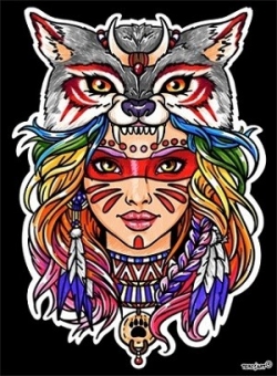 Samtbild Mandala Wolf Girl