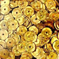 Pailletten rund gewölbt mit Loch, gold holografie Effekt, 15 gr., ca. 1.400 Stück