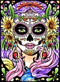 Samtbild Mandala Skull Girl