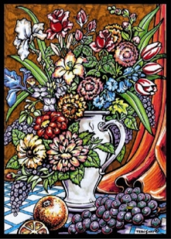 Samtbild Stillleben Blumenstrauß in Vase 